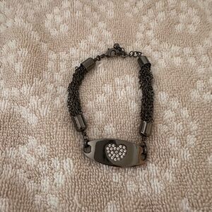 Heart Charm Black Bracelet